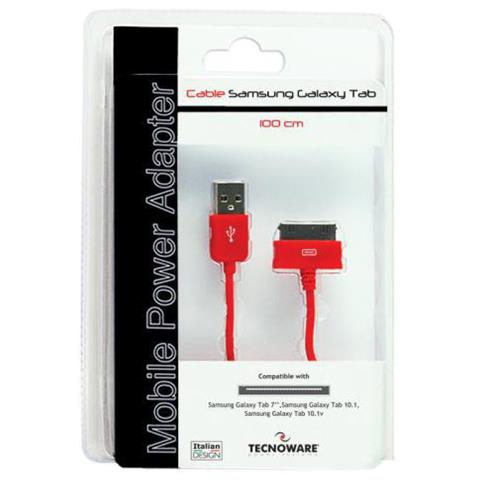 1m USB A - Dock per Samsung Galaxy Tab, M / M, 480 Mbit / s, Rosso - Foto 1